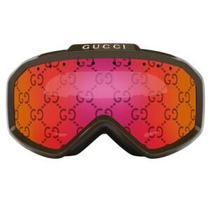 GUCCI LOGO PRINT SKI/ SNOWBOARDING GOGGLES NWT GREEN /ORANGE